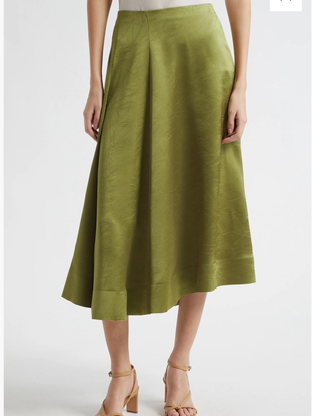 Vince Olive Green A-Line Midi Skirt
